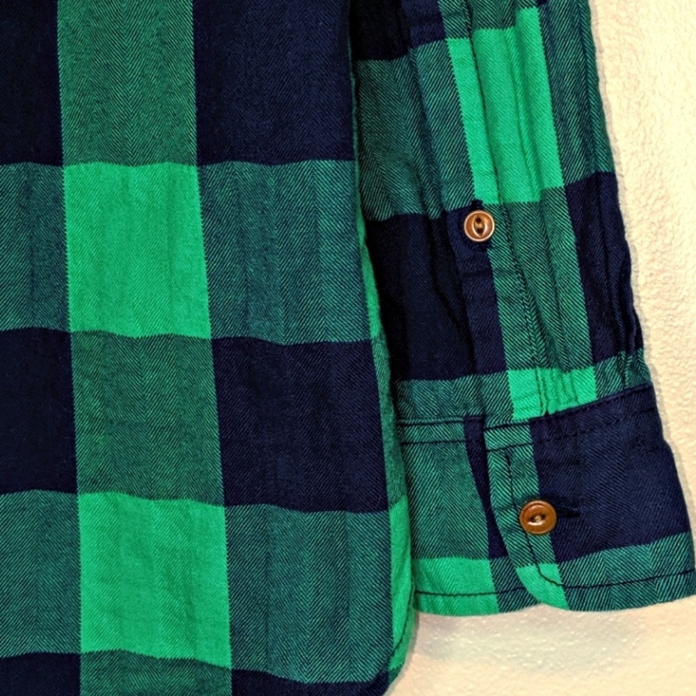J. Crew Boy Shirt Emerald Buffalo Check - Picture 4 of 8